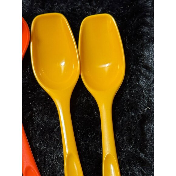 Vintage Foley Melmac Ladle & 2 Spoons Bright Orange & Yellow Durable Kitchen - Picture 2 of 6